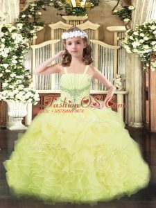 Dramatic Sleeveless Beading and Ruffles and Pick Ups Lace Up Kids Formal Wear