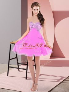 Beading Prom Dress Lilac Lace Up Sleeveless Mini Length