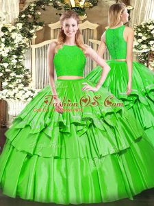 Fashion Scoop Sleeveless Tulle Sweet 16 Dresses Ruffled Layers Zipper