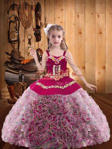 Multi-color Straps Zipper Embroidery and Ruffles Pageant Gowns For Girls Sleeveless