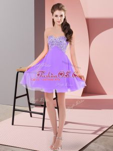 Sleeveless Mini Length Beading Lace Up Prom Party Dress with Lavender