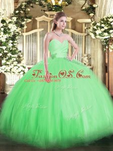Glorious Green Sweetheart Neckline Beading Quinceanera Gowns Sleeveless Lace Up