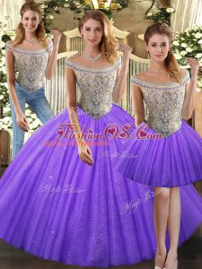 Sleeveless Lace Up Floor Length Beading Sweet 16 Dress