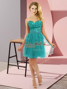 Graceful Turquoise Sleeveless Tulle Zipper Prom Party Dress for Prom and Party