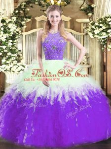 Gorgeous Multi-color Sleeveless Tulle Zipper 15 Quinceanera Dress for Military Ball and Sweet 16 and Quinceanera