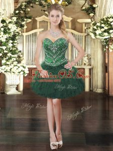 Sweetheart Sleeveless Lace Up Prom Party Dress Dark Green Organza