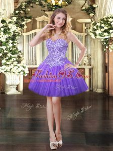 Designer Sweetheart Sleeveless Lace Up Prom Dresses Lavender Tulle