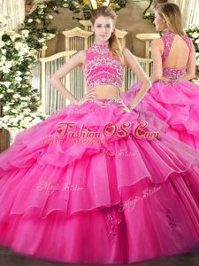 High End Sleeveless Backless Floor Length Beading and Ruffles and Pick Ups Vestidos de Quinceanera