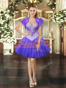 Vintage Lavender Sweetheart Lace Up Beading Dress for Prom Sleeveless