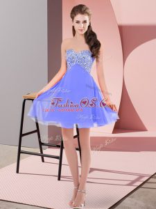 Customized Blue Sweetheart Neckline Beading Prom Dress Sleeveless Lace Up