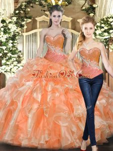 Sweetheart Sleeveless Tulle Sweet 16 Quinceanera Dress Beading and Ruffles Lace Up