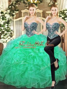 Shining Sleeveless Beading and Ruffles Lace Up Quinceanera Gowns