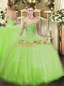 Sleeveless Lace Up Floor Length Beading Quince Ball Gowns