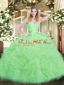 Floor Length Apple Green 15 Quinceanera Dress Sweetheart Sleeveless Lace Up