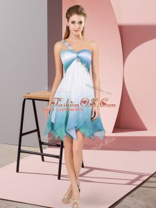 Luxury Asymmetrical Multi-color Prom Party Dress One Shoulder Sleeveless Lace Up