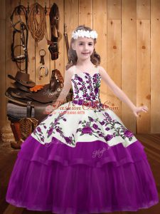 Floor Length Ball Gowns Sleeveless Fuchsia Pageant Dresses Lace Up