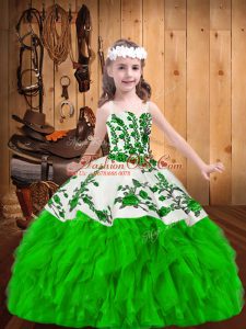 Stylish Sleeveless Floor Length Embroidery and Ruffles Zipper Pageant Dresses with