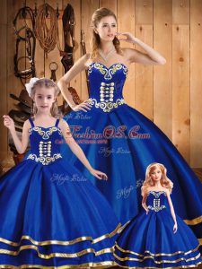 Designer Sleeveless Lace Up Floor Length Embroidery Quinceanera Dress