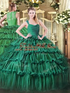 Fashionable Organza Sleeveless Floor Length Quinceanera Dress and Ruffled Layers