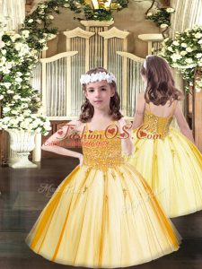 Sleeveless Beading Lace Up Child Pageant Dress