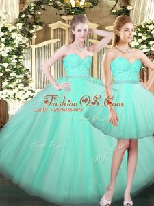 Modern Sleeveless Floor Length Ruching Lace Up Quinceanera Dress with Baby Blue