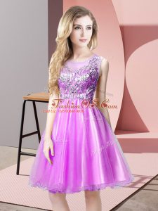A-line Homecoming Dress Lilac Scoop Tulle Sleeveless Knee Length Zipper