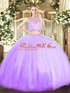 Chic Sleeveless Zipper Floor Length Beading 15th Birthday Dress