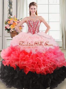 Multi-color Sleeveless Organza Lace Up Sweet 16 Dresses for Sweet 16 and Quinceanera
