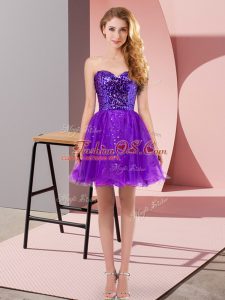 Enchanting Purple Sweetheart Zipper Sequins Prom Dress Sleeveless