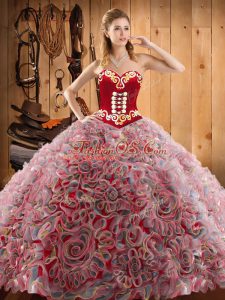 Multi-color Sleeveless Sweep Train Embroidery With Train Quinceanera Dresses