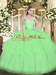 Edgy Floor Length Ball Gowns Sleeveless Apple Green Sweet 16 Dresses Lace Up