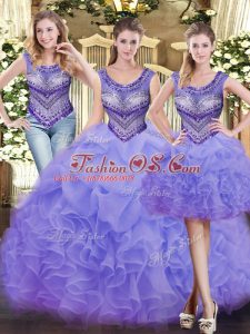 Pretty Ball Gowns Ball Gown Prom Dress Lavender Scoop Tulle Sleeveless Floor Length Lace Up