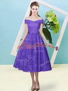 Affordable Cap Sleeves Bowknot Lace Up Bridesmaid Dress