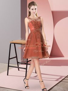 Beauteous Chiffon Sleeveless Knee Length Bridesmaid Dress and Appliques