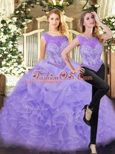 Floor Length Lavender Quinceanera Dress Scoop Sleeveless Zipper