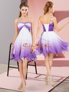 Smart Multi-color Lace Up One Shoulder Beading Homecoming Dress Fading Color Sleeveless