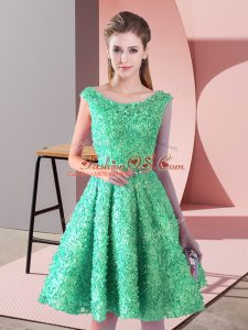 Edgy Turquoise Sleeveless Knee Length Belt Lace Up Prom Party Dress