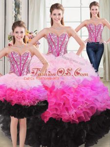 Superior Multi-color Sweetheart Lace Up Beading and Ruffles Quinceanera Gowns Sleeveless
