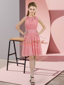 Watermelon Red Sleeveless Chiffon Zipper Damas Dress for Prom and Party and Wedding Party