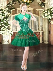 Dark Green Sweetheart Lace Up Beading Dress for Prom Sleeveless