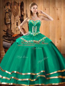 Fashionable Ball Gowns Quince Ball Gowns Turquoise Sweetheart Organza Sleeveless Floor Length Lace Up