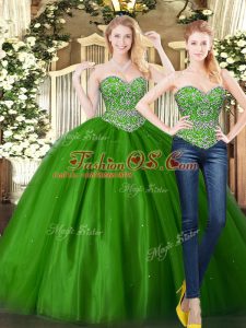 Elegant Floor Length Dark Green Quinceanera Gowns Sweetheart Sleeveless Lace Up