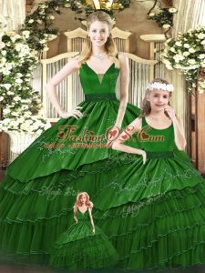 Organza Sleeveless Floor Length Quinceanera Dresses and Beading and Embroidery and Ruffled Layers