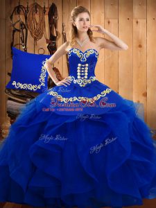 Sleeveless Embroidery and Ruffles Lace Up 15 Quinceanera Dress