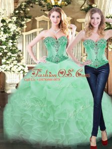 Colorful Floor Length Ball Gowns Sleeveless Apple Green Quinceanera Gowns Lace Up