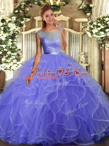 Superior Sleeveless Floor Length Ruffles Backless Quinceanera Dress with Lavender