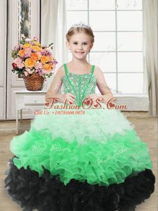 Multi-color Pageant Dress for Teens Sweet 16 and Quinceanera with Beading and Ruffles Straps Sleeveless Lace Up