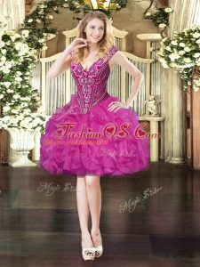 Mini Length Ball Gowns Sleeveless Fuchsia Prom Party Dress Lace Up