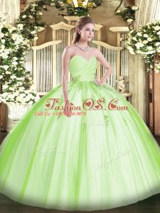 Sophisticated Beading and Appliques Sweet 16 Dresses Yellow Green Lace Up Sleeveless Floor Length