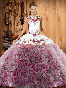 Superior Multi-color Sleeveless Embroidery Lace Up Vestidos de Quinceanera